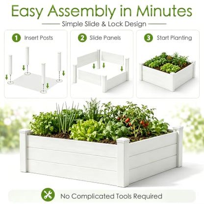 Kozyard 98.9" L x 18.4" W Raised Garden Bed Kit, Outdoor Planter Box - color: White