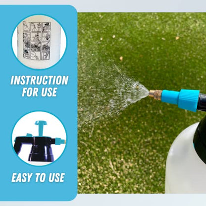 0.5 Gallon Hand Pump Sprayer, 2L Pressure Garden Sprayer, Handheld Weed Sprayer with Adjustable Brass Nozzle, Pump Mister, Lawn and Garden Care, Watering, Outdoor and Auto - Multi-Purpose