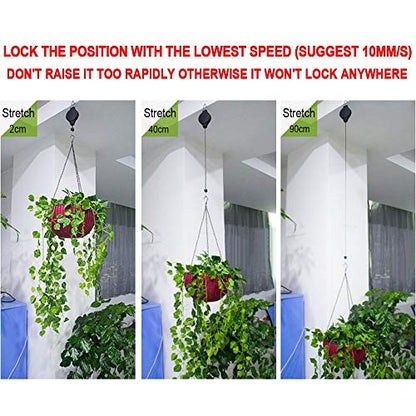 6 Pack Plant Hook Pulley, Retractable Plant Hanger Easy Reach Hanging Flower Basket for Garden Baskets Pots and Birds Feeder Hang High up and Pull Down to Water or Feed, White - color: White 6pack
