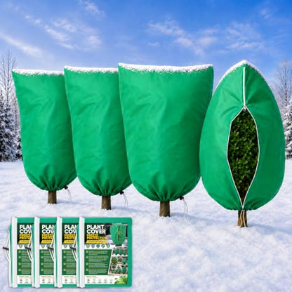 SPORTYOUTH 4 Pack Plant Covers Freeze Protection Frost Blankets 47.2"x72" - size: 47”x72"-4P