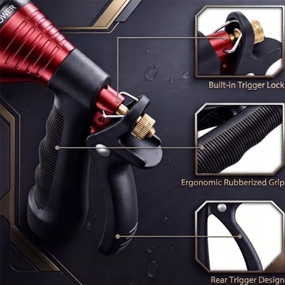 GREEN MOUNT Water Hose Nozzle 2-Pack, Zinc Alloy Garden Spray Nozzle with Adjustable Spray Patterns, Leakproof Rustproof Trigger Lock for Outdoor Cleaning & Car Wash, Blue & Red - color: Blue & Red