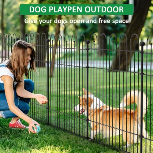 Garden Fence Animal Barrier with Gate, 10 Panels No Dig Dog Fence Outdoor - size: 10 Pack - 32 in (H) x23.6 ft (L) with Gate