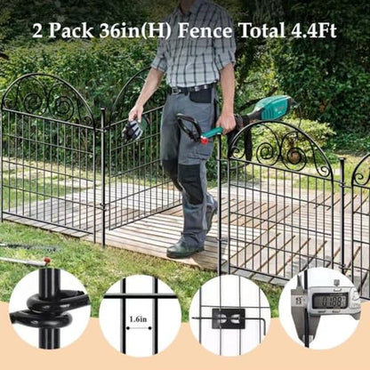 Getlay Garden Fencing 36 Inch High, 2 Panels Total 4.4 Ft(L) Dog Fences Outdoor for Yard, Dog Digging Fencing, Reusable Defense Fence for Yard│Patented - size: 36''(H)-2panels-4.4ft(L)