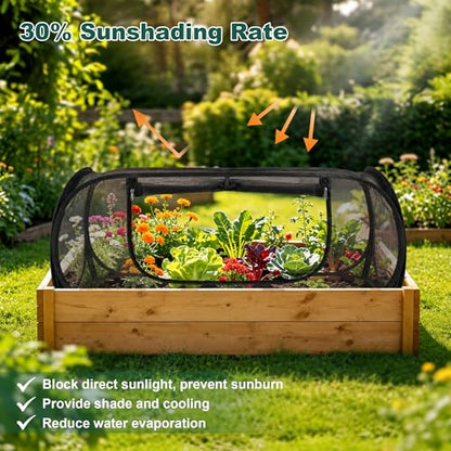 2-Pack Raised Garden Bed Covers, Pop-Up 30% Shade Mesh, 45 x 22 x 17.7 in - color: Black