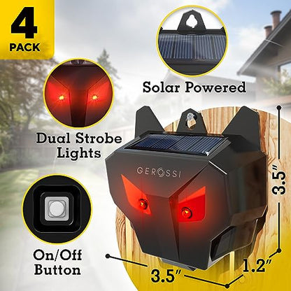 Solar Predator Lights for Chicken Coop 4 Pack, Coyote Deterrent for Yard