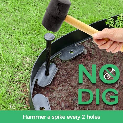 2IN x 50FT Landscape Edging Border with 75 Spikes, Plastic Edging for Landscaping, No Dig Garden Border Edging Kit for Flower Beds, Lawn, Yard, Paver Pathway - size: 2 In x 50 FT