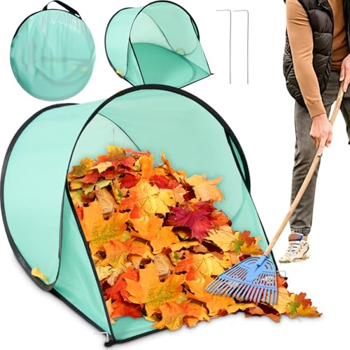 SATINIOR 55 Gallon Leaf Collector Bags Portable Pop Up Leaf Bags with Handle Foldable Reusable Garden Waste Collector & Loader, Reusable Yard Tarp for Leaves & Lawn Trash Waste