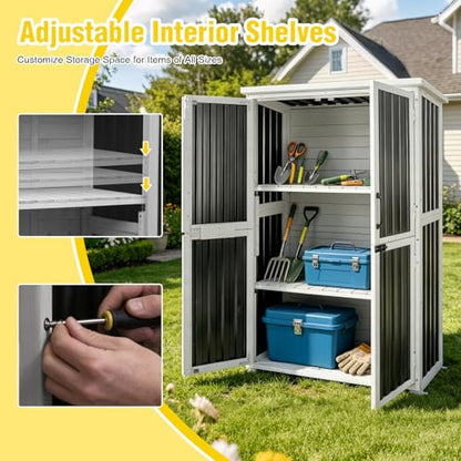 Aivituvin Outdoor Storage Cabinet,Weatherproof Plastic Shed with Adjustable Shelves,Outdoor Tool Storage for Patio,Garden,Backyard