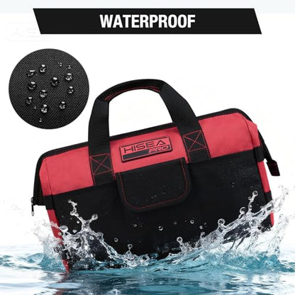 HISEA 3 Pack Heavy Duty Tool Bag, 16-Inch Waterproof Tools Organizer Tote - color: Red, size: 16 Inch