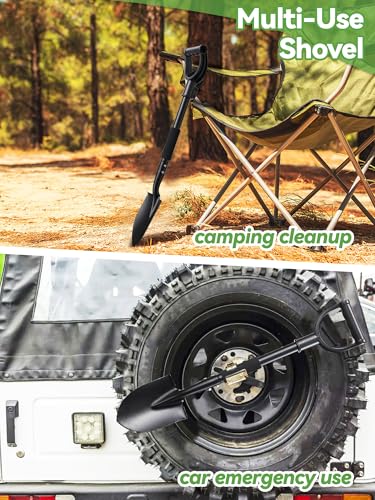 Shovel, Garden Shovels for Digging Gardening Heavy Duty, 31 inch Small Short Metal Shovel with D-Handle, Sharp Round Point Blade, Comfort Grip, Camping, Off Road, Soil, Kids Sand Beach Mini Spade Tool - color: Black