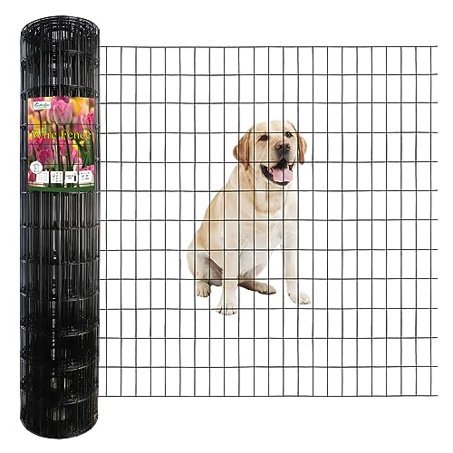 Black PVC Coated Welded Wire Fence 48" x 50' Roll, 2"x4" Mesh, 14 Gauge - color: Black, size: 2''x4'' 14GA 48''x50'