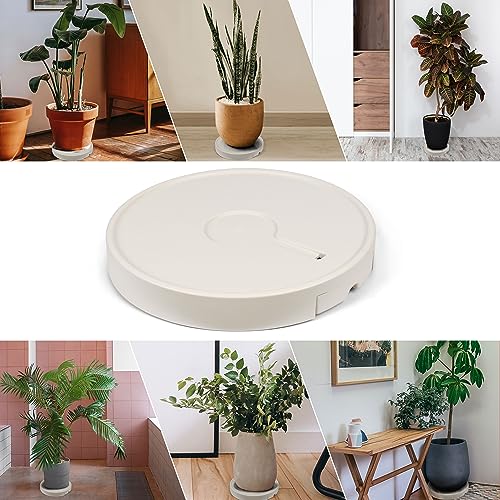 17.7 inch Plant Caddy with Wheels Heavy Duty, Movable Round Rolling Plant Stand Plant Dolly with Invisible Wheels and Water Drawer - color: Milky White, size: 17.7inch - 2pcs