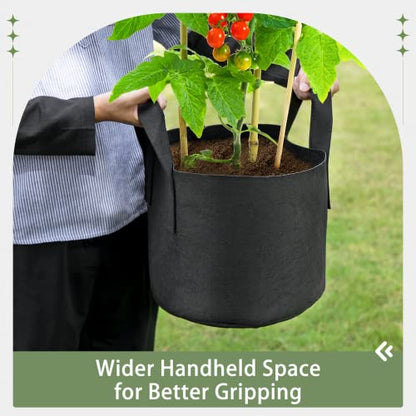GreatBuddy Grow Bags 5 Gallon 6-Pack, Heavy Duty Fabric Grow Bags with Handles for Vegetables, Herbs, and Tomatoes, Fabric Pots & Planting Bags for Outdoor Home Gardening - size: 5 Gal