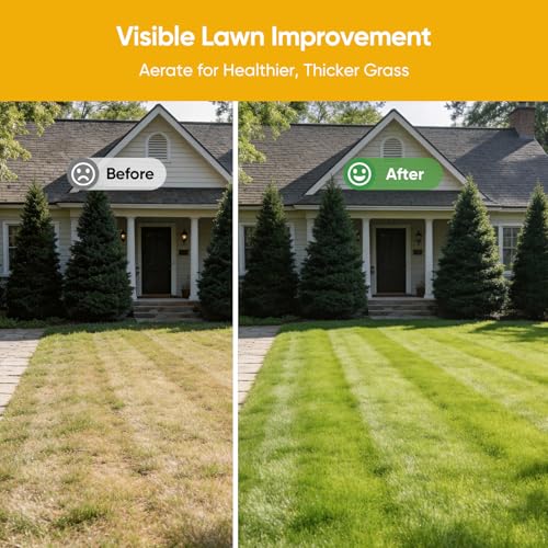 Grenebo Lawn Aerator Manual Aerator Lawn Tool with 16 Spikes, Black Green - color: Black Green