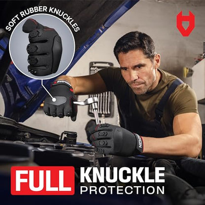 NoCry Heavy Duty Work Gloves for Men with Reinforced Palm and Non-Slip Grip - size: Large, style: Pro