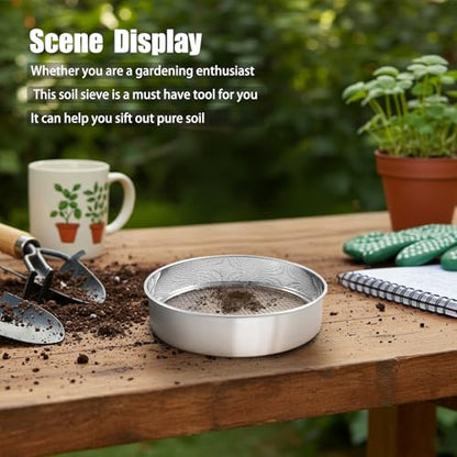 Shimeyao 3 Pcs Soil Sifter Set, 9 Pcs Meshes, Stainless Steel Sand Sieve