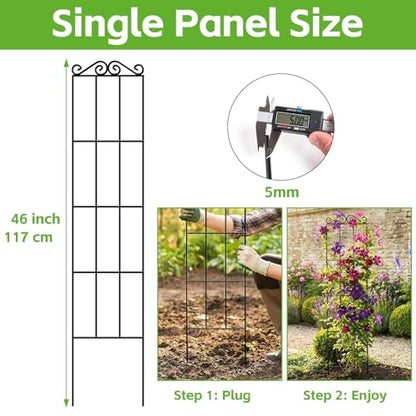 ARIFARO 4Pack 47'' Metal Garden Trellis for Climbing Plants Outdoor - size: 47 inches