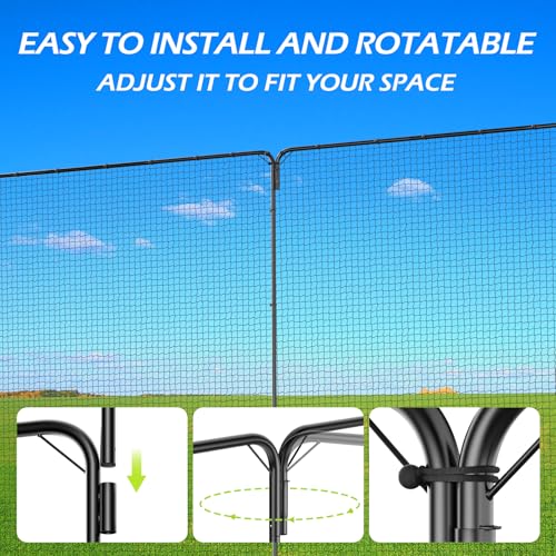 Ball Stop System - Soccer Backstop Net, Heavy Duty, High Impact, Practice Barrier - size: Upgrade Socketed - 1.75 inch Net, style: 30FT X 10FT
