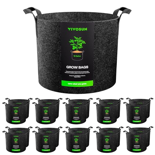 VIVOSUN 20-Pack 10 Gallon Plant Grow Bags Fabric Pots with Handles - size: 10 Gallons, style: 20-Pack