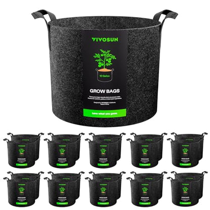VIVOSUN 20-Pack 10 Gallon Plant Grow Bags Fabric Pots with Handles - size: 10 Gallons, style: 20-Pack
