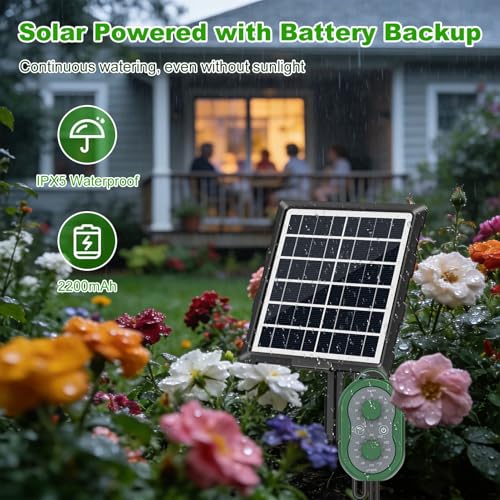 50FT Automatic Solar Drip Irrigation System, Solar Automatic Plant Waterer Kit, Supported 15 Pots, Indoor/Outdoor Irrigation Kit for Garden, Balcony & Patio Vacation Free