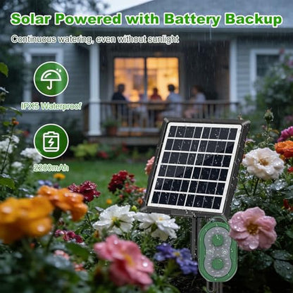 50FT Automatic Solar Drip Irrigation System, Solar Automatic Plant Waterer Kit, Supported 15 Pots, Indoor/Outdoor Irrigation Kit for Garden, Balcony & Patio Vacation Free