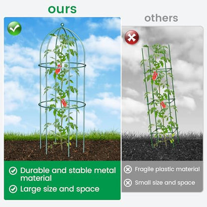 SUNYRISY 3 Pack Metal Plant Support Cage for Tomato Peony Cucumber - size: 31.5 x 15.7 in