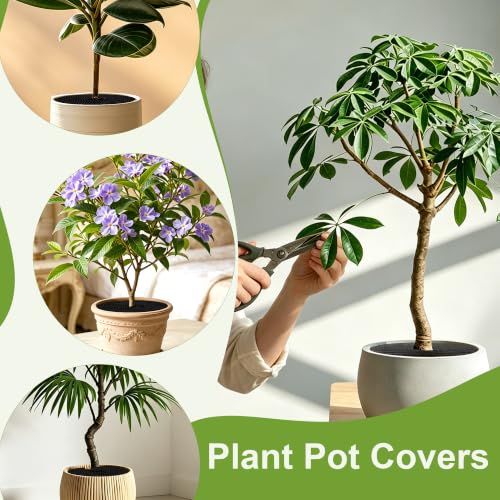 4 Pack 15.7" Cuttable Plant Pot Grids with 16 Stakes, Soil Cover & Cat & Animal Digging Stopper for Indoor Outdoor Garden Plants - size: 4 Pcs 15.7" Round