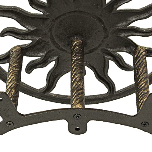 Zeckos Garden Hose Holder Sun 11.5 Inch Cast Iron Bronze - color: Sun - Bronze