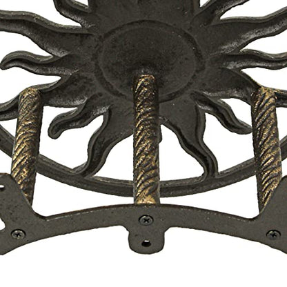 Zeckos Garden Hose Holder Sun 11.5 Inch Cast Iron Bronze - color: Sun - Bronze