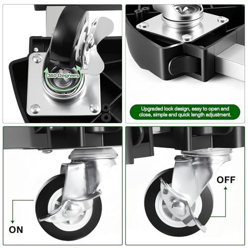 Plant Stand With 8 Locking Wheels,15-21In Adjustable Rolling Plant Stands