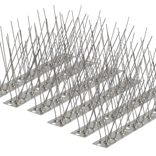 304 Stainless Steel Bird Spikes for Outside, Durable Pigeon Spikes Fence Kit to Keep Small Birds, Crows and Woodpeckers Away, Outdoor Scare Devices, 6 Pcs Covers 4.92 FT - size: 4.92Ft