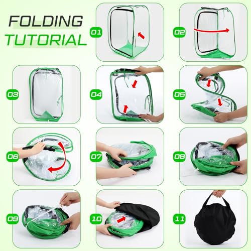 2 Pcs Pop up Mini Greenhouse Cover, Foldable PVC Plant Protector