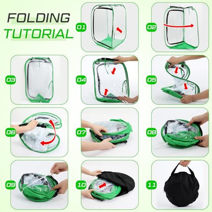 2 Pcs Pop up Mini Greenhouse Cover, Foldable PVC Plant Protector