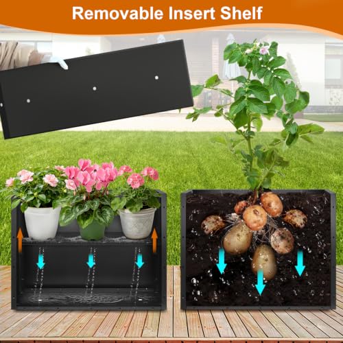 Tall Metal Planter 38" L x 12" W x 30" H, Steel Planter Box Outdoor - color: Black, size: 38”L x 12”W x 30”H