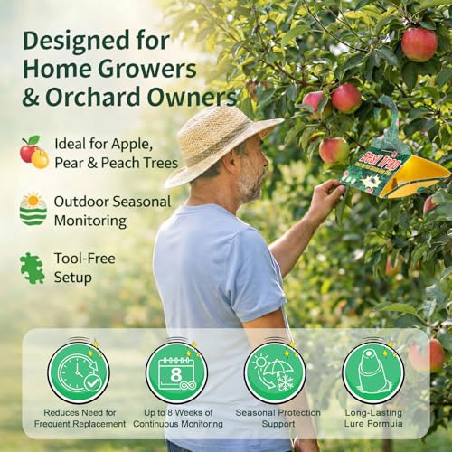 6 Pack Codling Moth Traps for Apple Trees with Pheromone Lures – Triangular Hanging Sticky for Apple Trees, Includes 6Traps & 6 Lures, for Orchard & Garden Use - style: for Apple