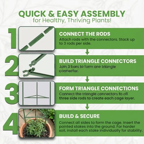 3 Pack 48" Tomato Cages for Garden - Large Tomato Plant Support Trellis - size: 3 Pack, 48 Inches
