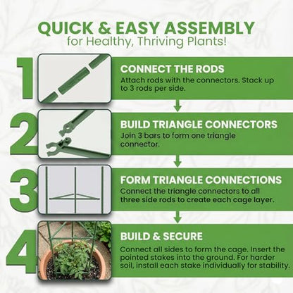 3 Pack 48" Tomato Cages for Garden - Large Tomato Plant Support Trellis - size: 3 Pack, 48 Inches