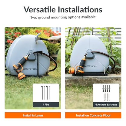 Giraffe Tools Ground-Mounted Retractable Garden Hose Reel,1/2" x 82FT - color: 1/2 Inch, size: 82 FT