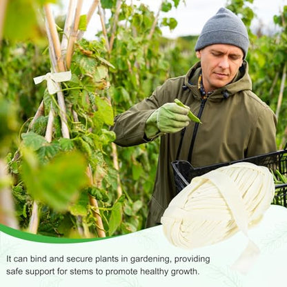 M METERXITY 1-Pack Garden Twine, 98 Feet Stretchy Gardening Tape for Climbing Plants/Tomatoes/Fruit Trees/Gardeners, Green Cloth Plant Ties [White] - color: White