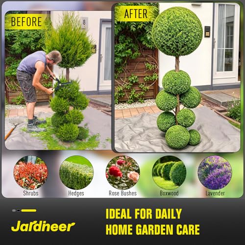 Jardineer 16.5'' Hedge Shears, Lightweight Hedge Clippers Handheld with Shock-Absorbing Bumpers and Sharp Steel Wavy Blade, Landscaping Shears for Trimming Hedges, Shrubs and Shaping Bushes