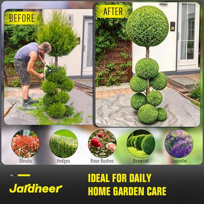 Jardineer 16.5'' Hedge Shears, Lightweight Hedge Clippers Handheld with Shock-Absorbing Bumpers and Sharp Steel Wavy Blade, Landscaping Shears for Trimming Hedges, Shrubs and Shaping Bushes