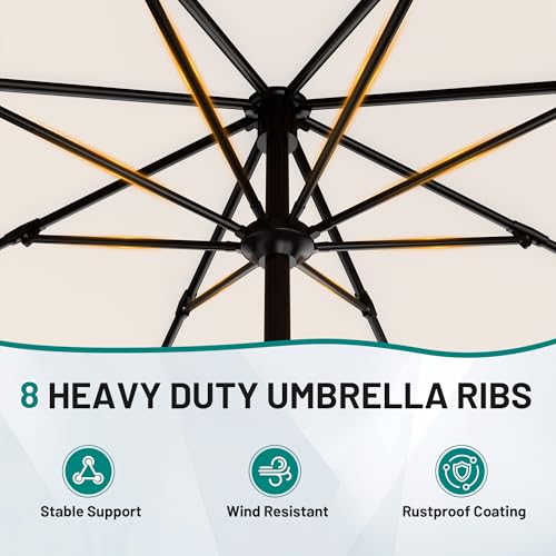 AreShark 9FT Outdoor Patio Umbrella with Tilt and Crank, Cream-white - color: Cream White, size: 9ft