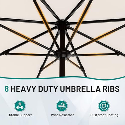 AreShark 9FT Outdoor Patio Umbrella with Tilt and Crank, Cream-white - color: Cream White, size: 9ft