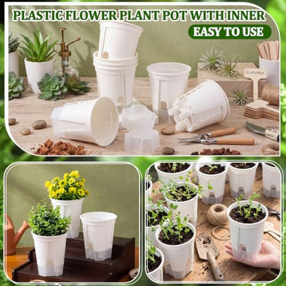 24 Pcs 4.72" Self Watering Pots for Indoor, White,Clear - color: White,clear