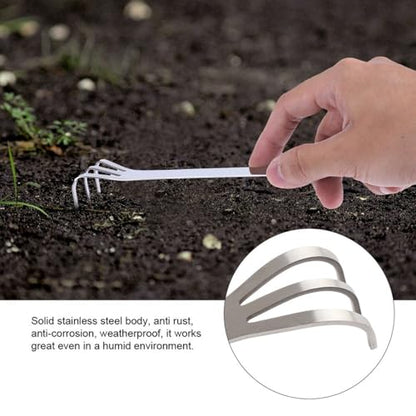 Stainless Steel Plant Pot Rake, 3-Prong Gardening Cultivator, 9.45inches Hand Tool for Bonsai Planters Pots Soil Loosening