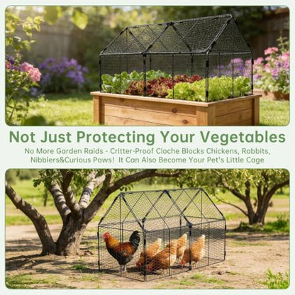 Decoroca 4x2ft Crop Cage - Metal Garden Cage with Flip-Top&12 Ground Stakes - size: 4x2ft