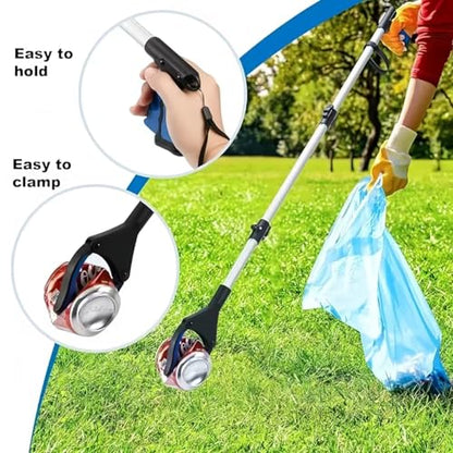 43" Grabber Reacher Tool, Foldable Reacher Grabber Pickup Tool with 360° Rotating Jaw & Magnets, Extra Long Trash Picker Upper Grabber, Lightweight Grabbers for Seniors (Blue)