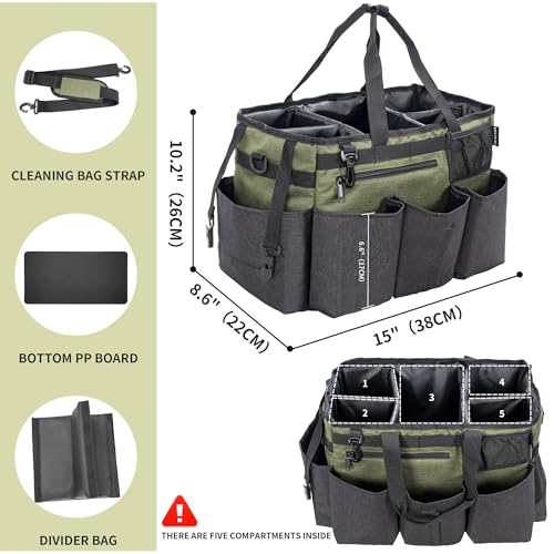 IBVIVIC Wearable Cleaning Caddy Bag for Cleaning Supplies, Green - color: Green