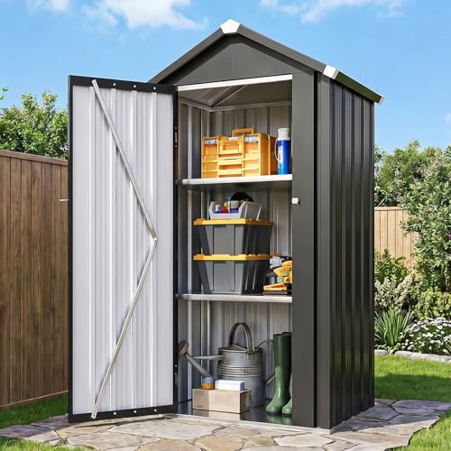 Aoxun 2.5'x2' Outdoor Storage Cabinet with Floor & Adjustable Shelves - color: Black, size: 2.5'x2'